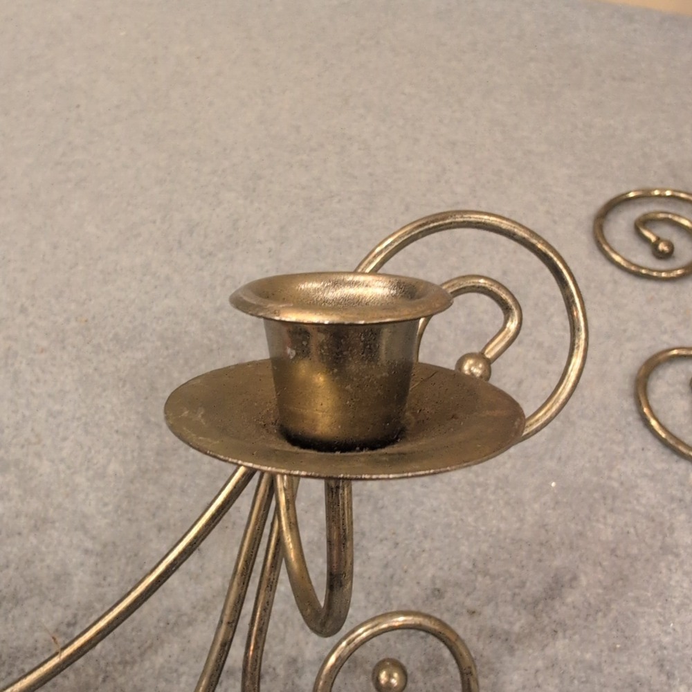 Home Interiors Gifts Brass Scroll Wall Sconce Candle Holder Pair Set of 2 - Picture 3 of 6